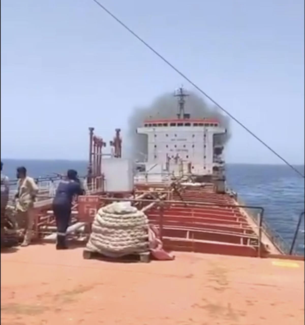 Video Shows Dramatic Strike on Oil Tanker Carrying Indian Crew Near Strait of Hormuz, Fire Breaks Out Onboard